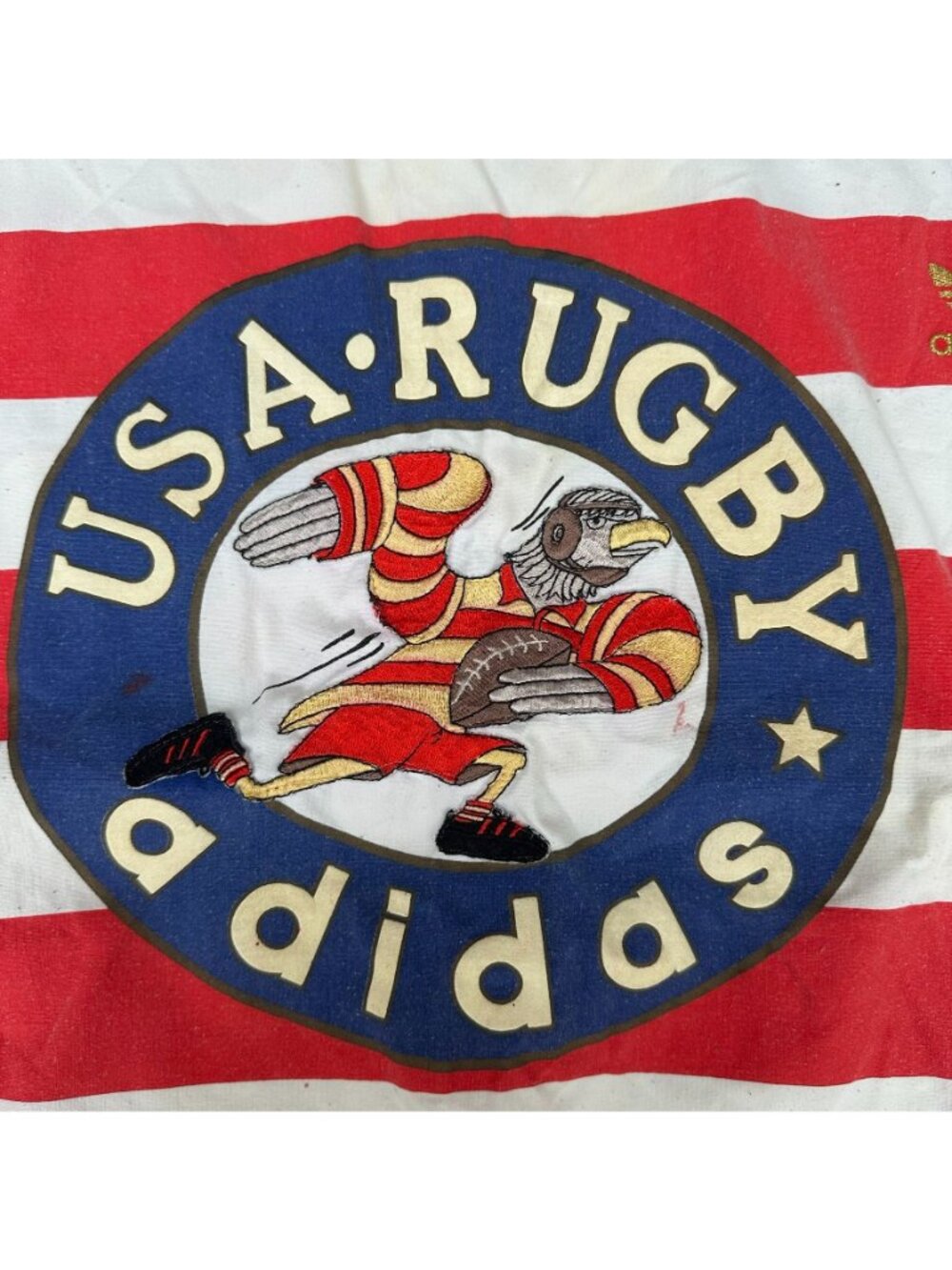Vintage 80s Adidas USA Rugby Striped Sweatshirt Red XXL Sporty Retro Streetwear - Picture 2 of 9